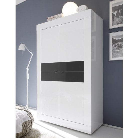 Taylor Storage Cabinet In White And Anthracite High Gloss