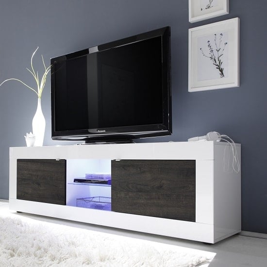 Read more about Taylor tv stand large in white high gloss and wenge with led