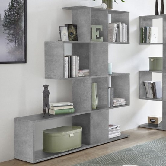 Product photograph of Taze Wooden Shelving Bookcase In Cement Effect from Furniture in Fashion