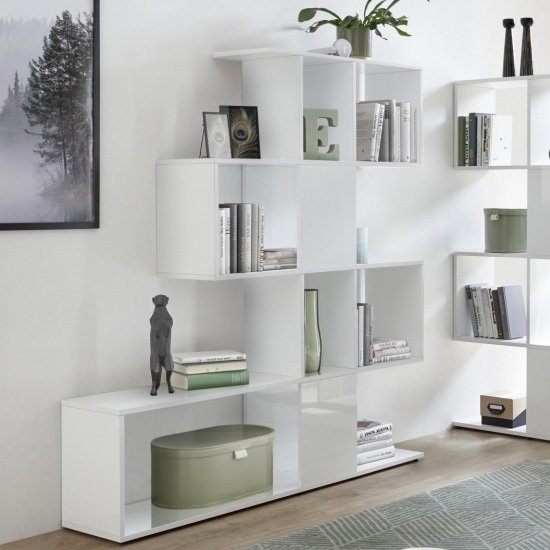 Product photograph of Taze Wooden Shelving Bookcase In White from Furniture in Fashion