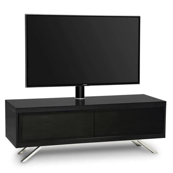 Product photograph of Tavin Ultra High Gloss Tv Stand With 2 Compartments In Black from Furniture in Fashion