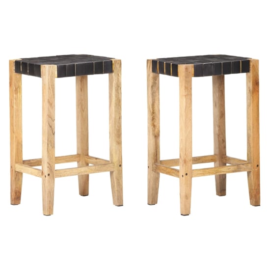 Product photograph of Tegan Large Black And Natural Wooden Bar Stools In A Pair from Furniture in Fashion