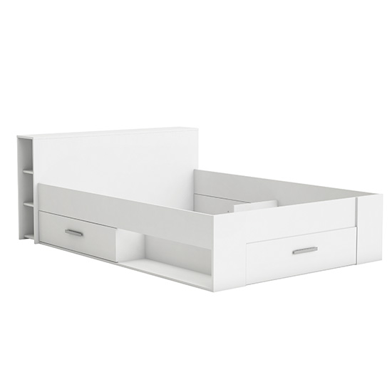 Tekop Wooden Storage King Size Bed In Matt White With Drawers 