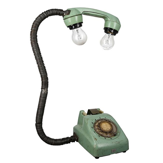 Photo of Telephone metal table lamp in green and black
