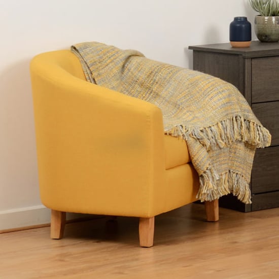 Product photograph of Trinkal Fabric Upholstered Tub Chair In Mustard from Furniture in Fashion