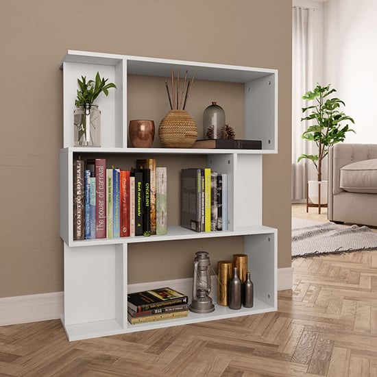 Product photograph of Tenley Wooden Bookcase And Room Divider In White from Furniture in Fashion