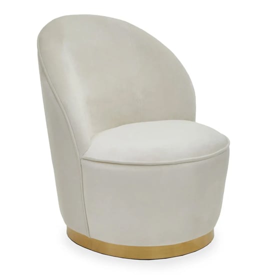 Read more about Teos kids cream plush velvet swivel tub chair with gold base