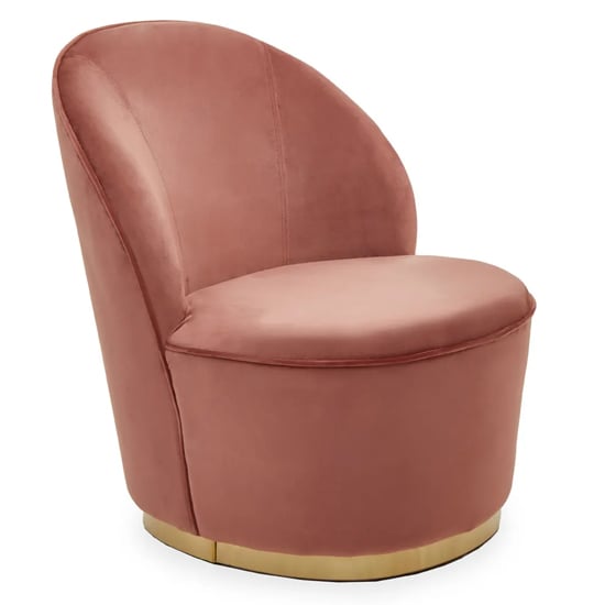 Read more about Teos kids pink plush velvet swivel tub chair with gold base
