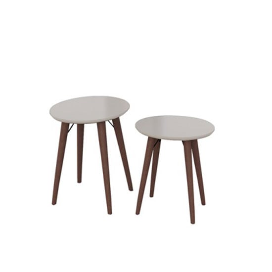 Read more about Teramo nesting tables in champagne high gloss and metal legs