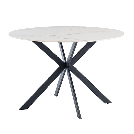 Product photograph of Terrell Round High Gloss Sintered Stone Dining Table In White from Furniture in Fashion