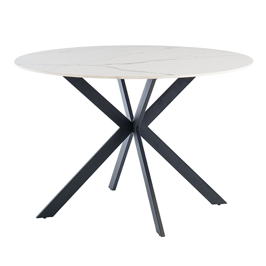 Product photograph of Terri 120cm Round Marble Dining Table In Italy White from Furniture in Fashion