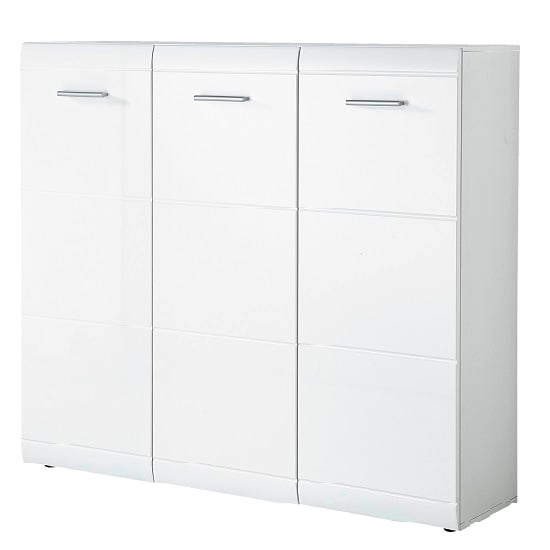 Product photograph of Adrian Large Shoe Cabinet In White Gloss Fronts With 3 Doors from Furniture in Fashion