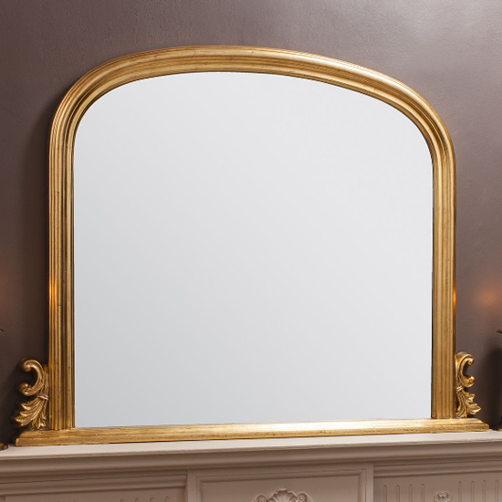 Product photograph of Thorne Rectangular Overmantle Mirror In Gold Frame from Furniture in Fashion