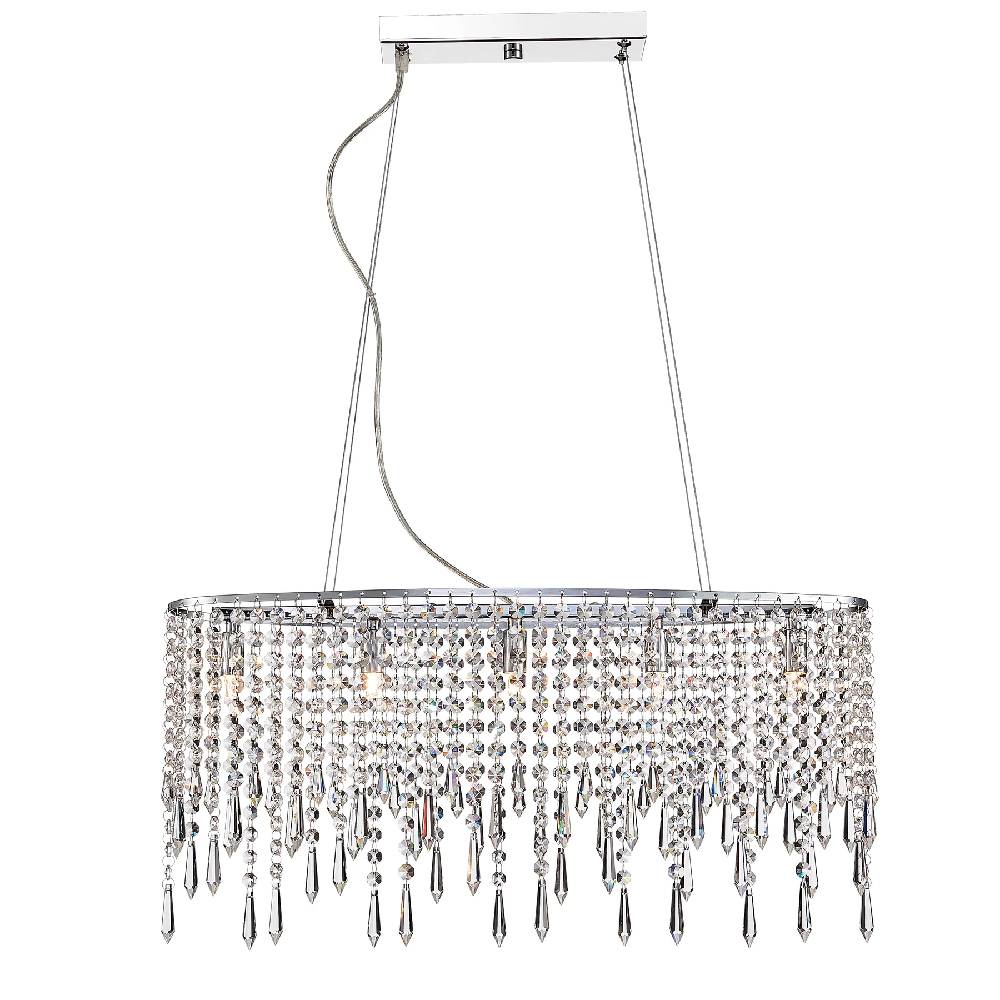 Product photograph of Thornton 5 Light Crystal Shade Pendant Light In Chrome from Furniture in Fashion