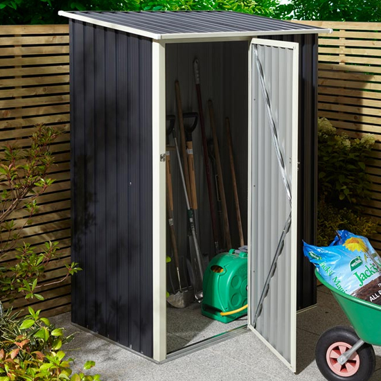 Read more about Thorpe metal 5x3 pent shed in dark grey