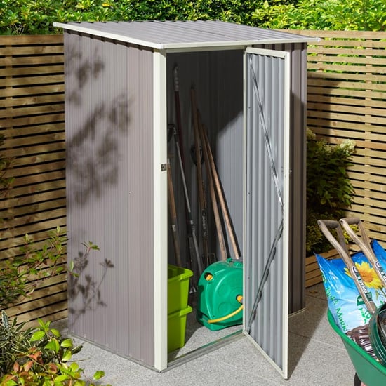 Read more about Thorpe metal 5x3 pent shed in light grey