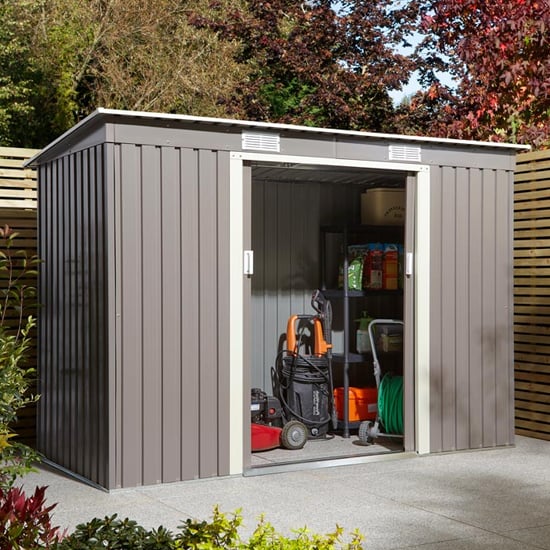 Thorpe Metal 8x4 Pent Shed In Light Grey | Furniture in Fashion