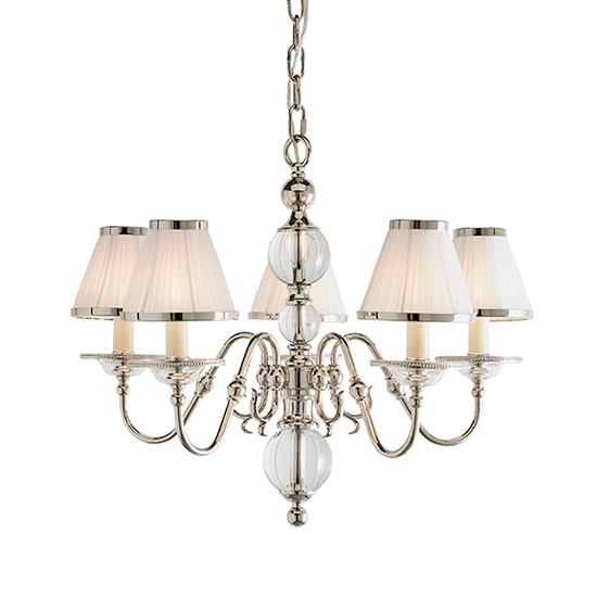 Photo of Tilburg 5 lights pendant light in nickel with white shades