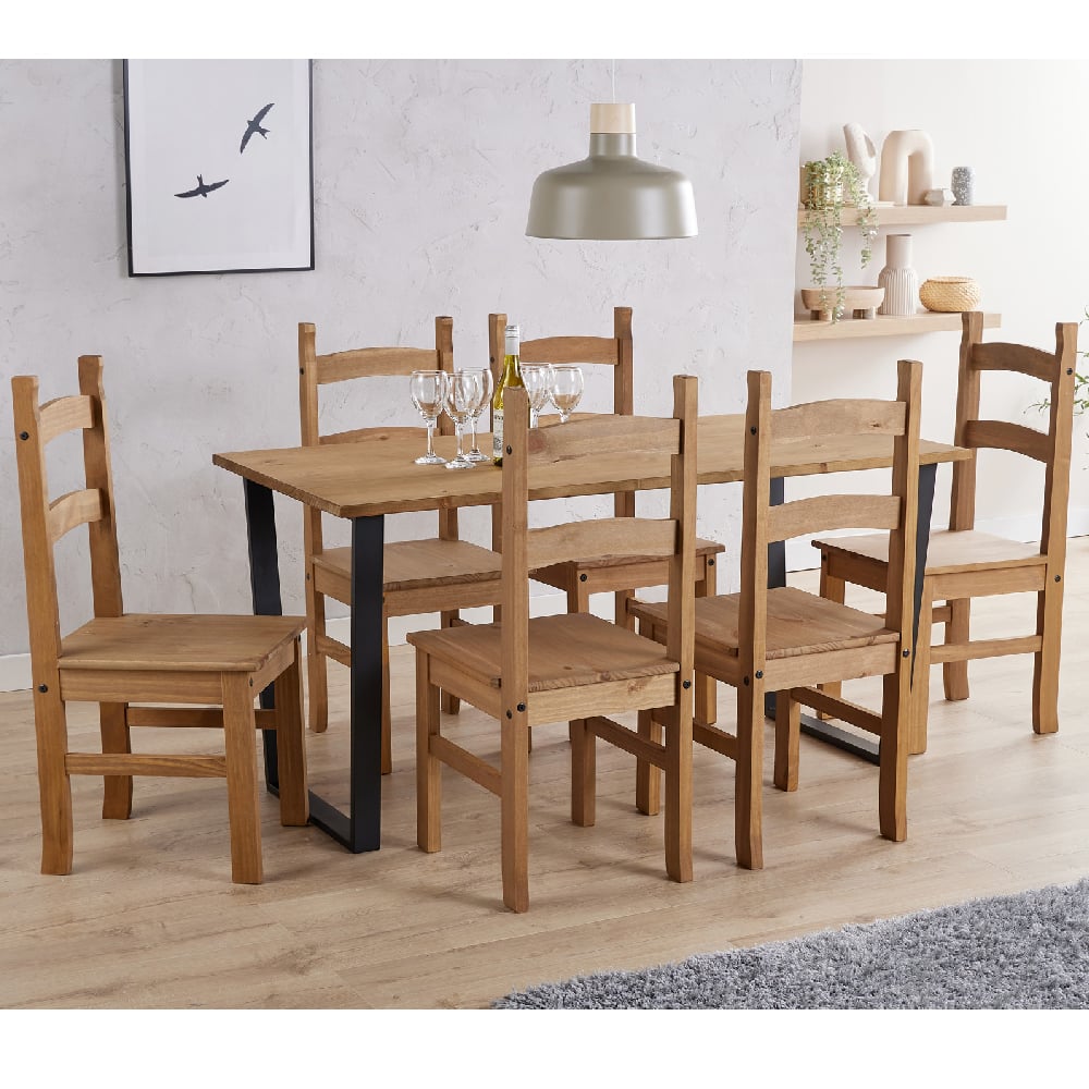 tilston wooden large dining table with 6 chairs in oak