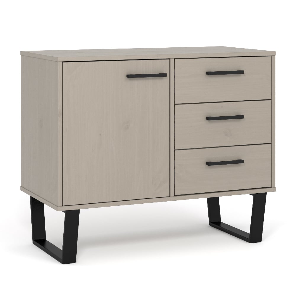 tilston wooden sideboard with 1 door 3 drawers in white and black