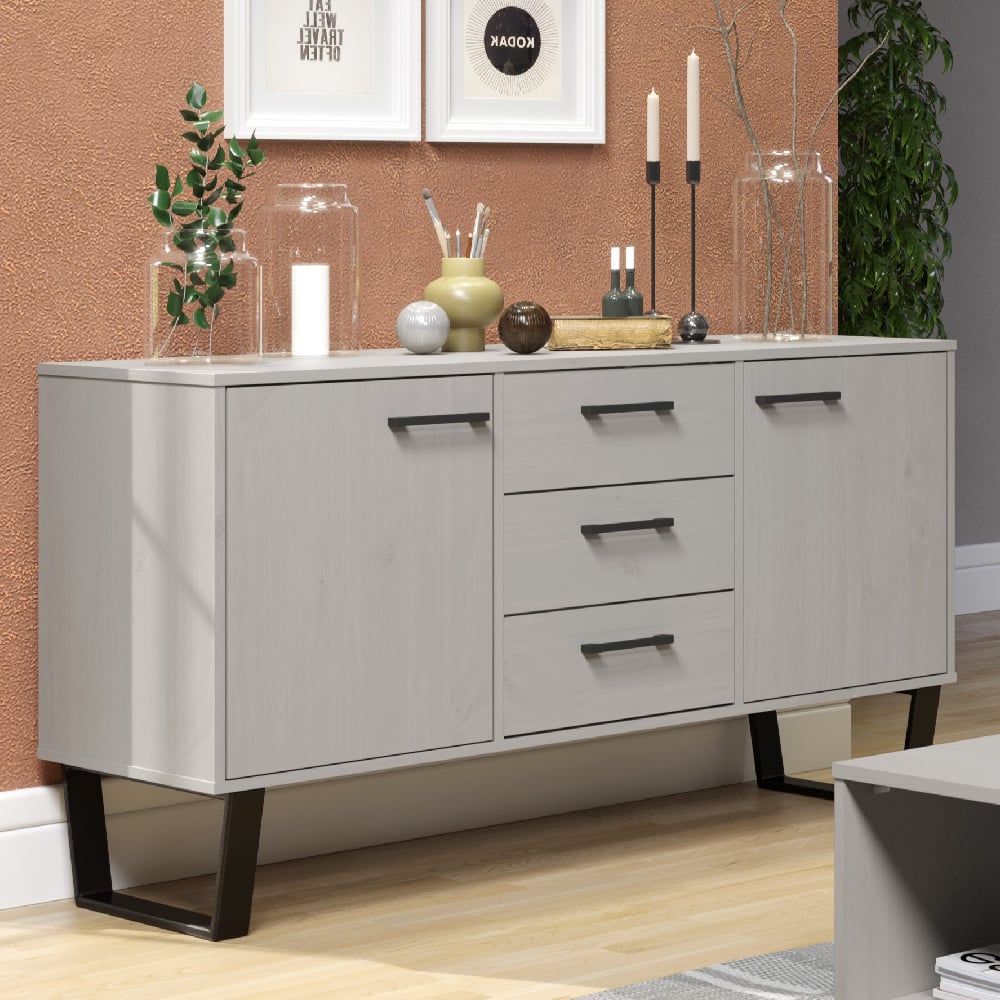 tilston wooden sideboard with 2 doors 3 drawers in white black