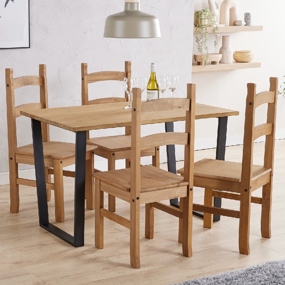 tilston wooden small dining table with 4 chairs in oak