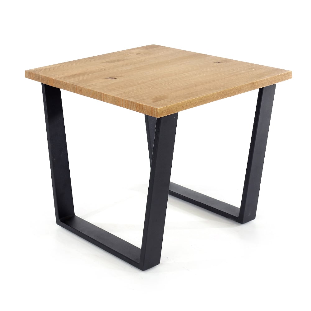 tilston wooden square lamp table in oak and black