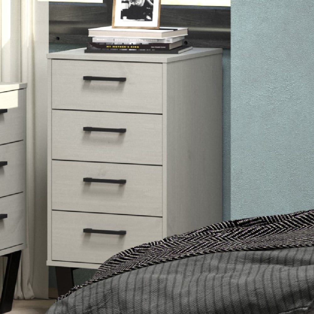 Read more about Tilston wooden tall chest of 4 drawers in white and black