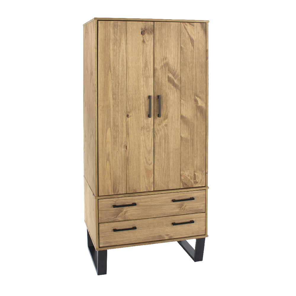 Read more about Tilston wooden wardrobe with 2 doors 2 drawers in oak and black