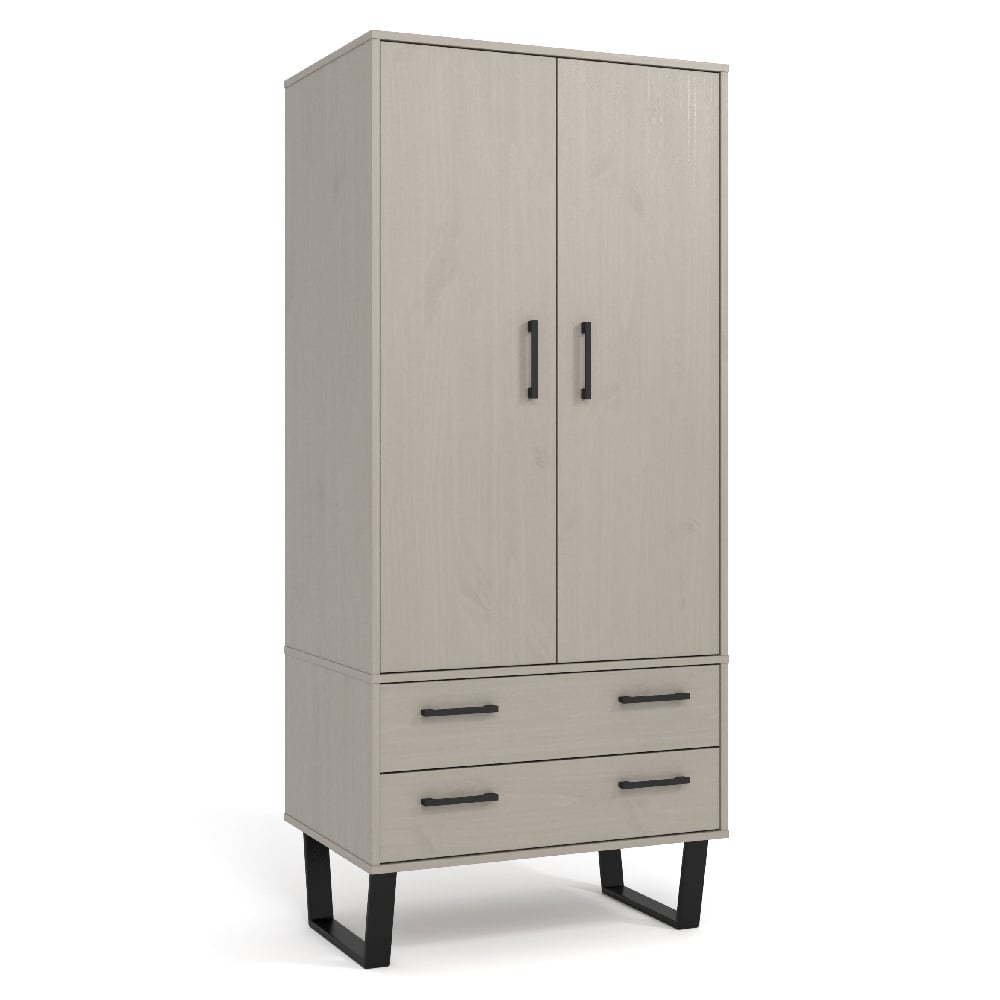 Read more about Tilston wooden wardrobe with 2 doors 2 drawers in white and black