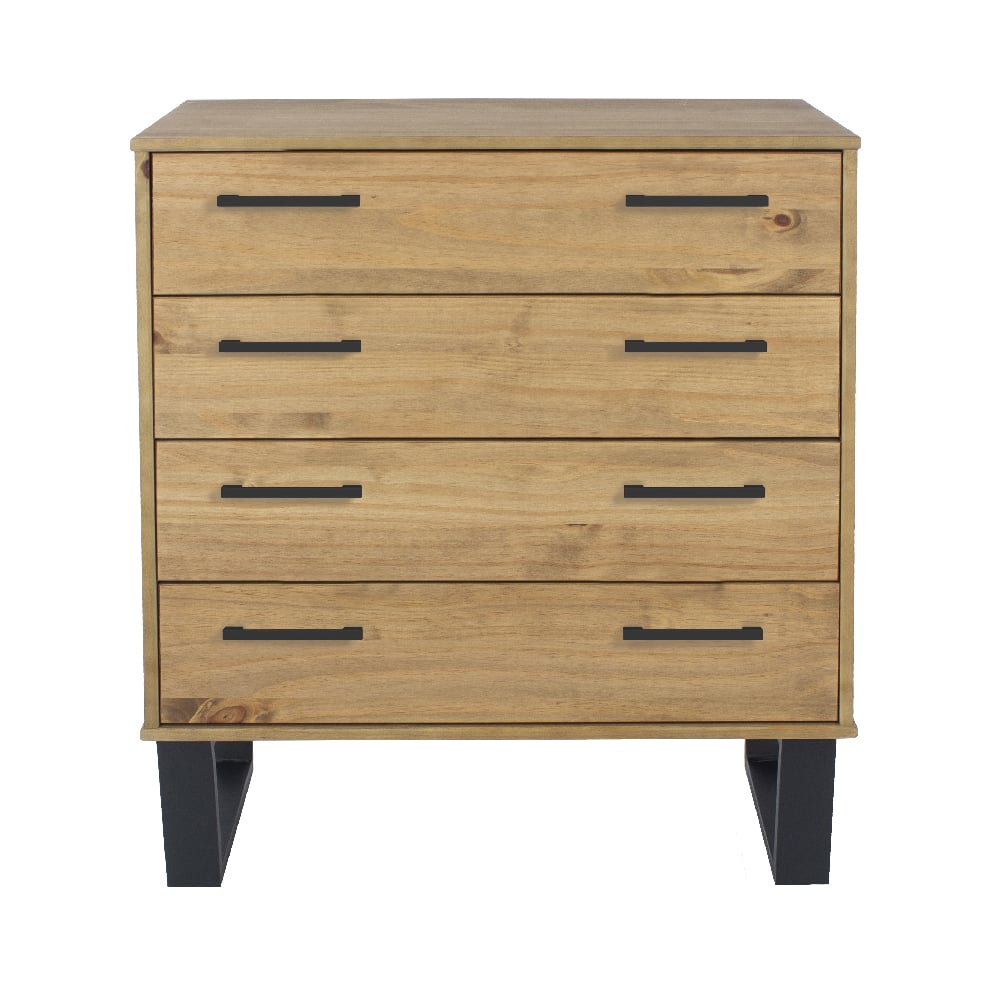 tilston wooden wide chest of 4 drawers in oak and black