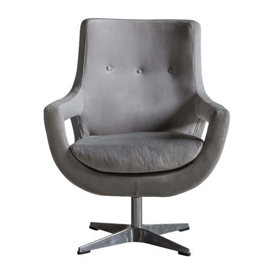 Product photograph of Tiverton Velvet Swivel Armchair In Grey from Furniture in Fashion