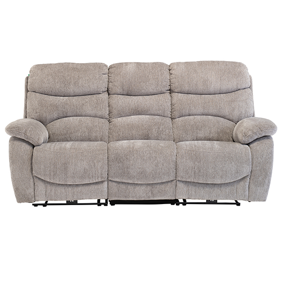Product photograph of Toccoa Fabric Electric Recliner 3 Seater Sofa In Light Grey from Furniture in Fashion