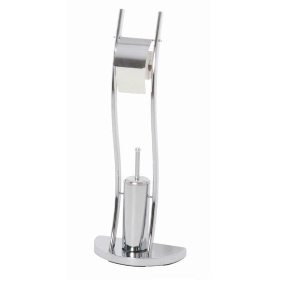 Photo of Contemporary chrome toilet paper and brush holder