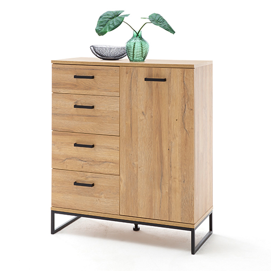 Product photograph of Toledo Wooden 1 Doors 4 Drawers Sideboard In Grandson Oak from Furniture in Fashion