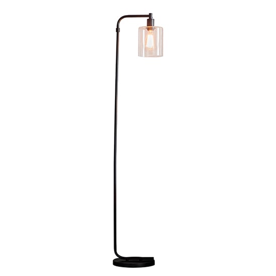 Product photograph of Toledo Clear Glass Shade Floor Lamp In Matt Black from Furniture in Fashion