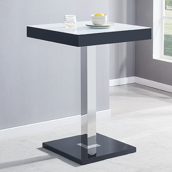 Product photograph of Topaz High Gloss Bar Table In Black With White Glass Top from Furniture in Fashion