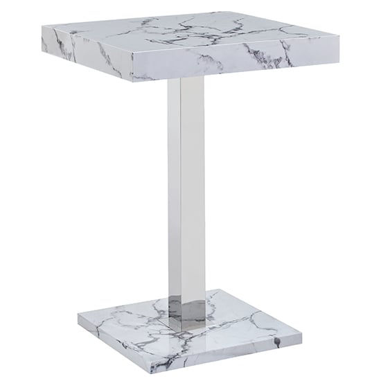 Photo of Topaz high gloss bar table square in diva marble effect