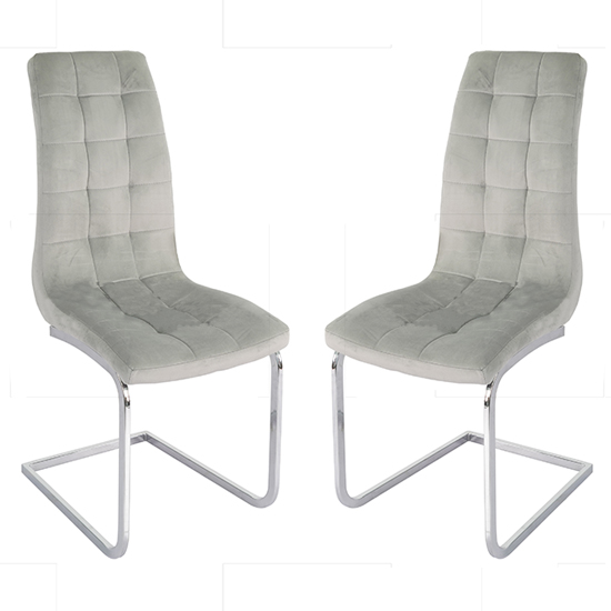 Product photograph of Torres Grey French Velvet Dining Chair In Pair from Furniture in Fashion