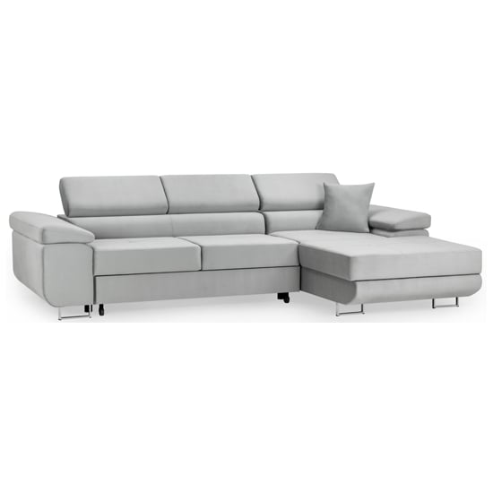 Product photograph of Torrez Plush Velvet Corner Sofa Bed Right Hand In Grey from Furniture in Fashion