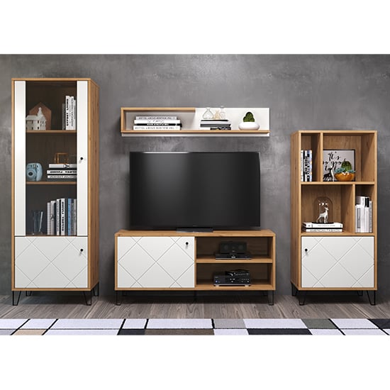 Read more about Torun wooden living room furniture set 1 in matt white and oak