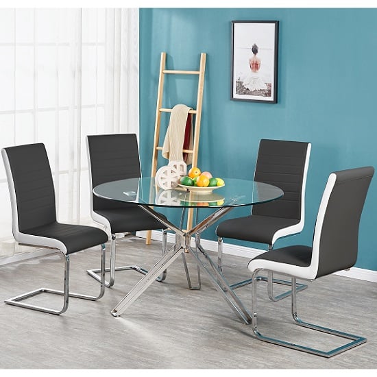 Product photograph of Toulouse Glass Dining Table With 4 Symphony Dining Chairs from Furniture in Fashion