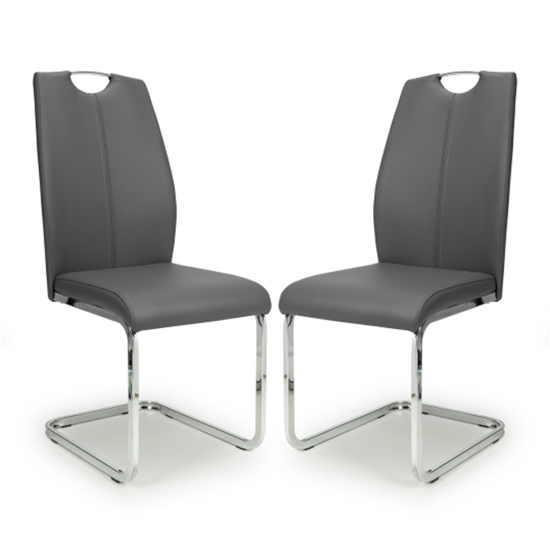 Product photograph of Towson Graphite Grey Leather Effect Dining Chairs In Pair from Furniture in Fashion