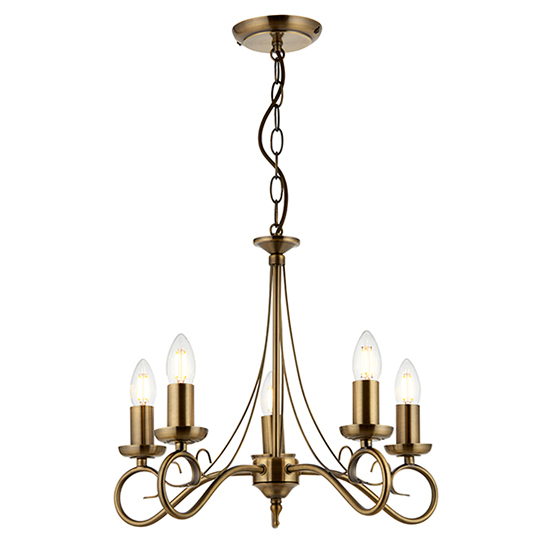 Product photograph of Trafford 5 Lights Ceiling Pendant Light In Antique Brass from Furniture in Fashion
