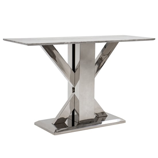 Read more about Tram grey marble console table with stainless steel base