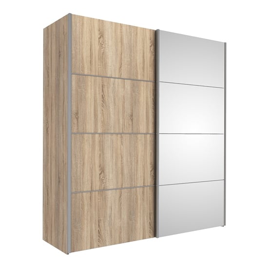 Photo of Trek mirrored sliding doors wardrobe in oak with 2 shelves