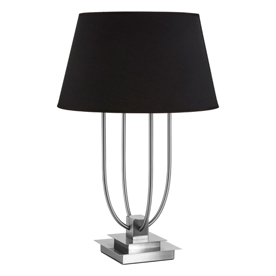 Read more about Trento black fabric shade table lamp with eu plug in nickel