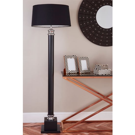Product photograph of Trento Fabric Shade Floor Lamp In Black from Furniture in Fashion
