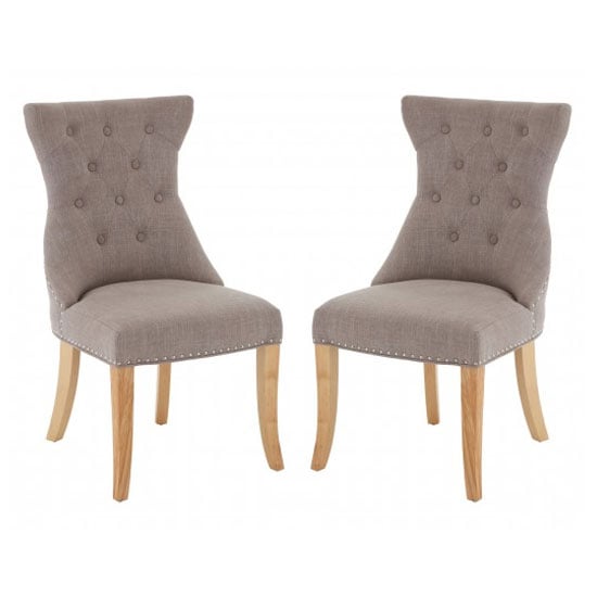 Photo of Trento upholstered mink fabric dining chairs in a pair