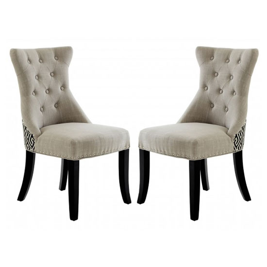 Photo of Trento upholstered grey fabric dining chairs in a pair
